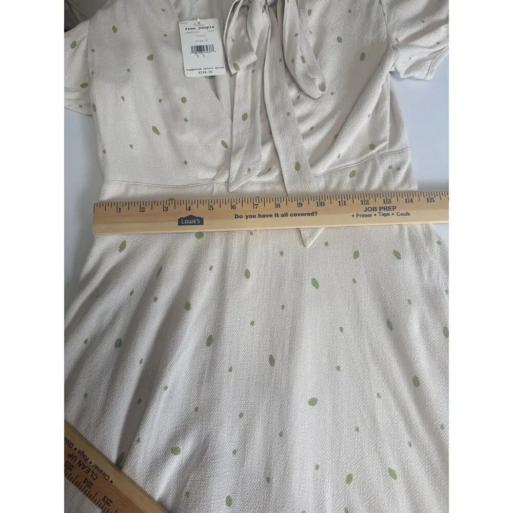 Free People NWT Abbie Printed Fit and Flare Ivory Mini Dress Size 8